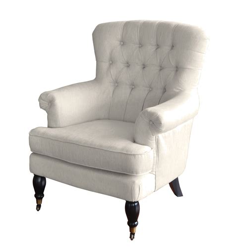 Cream Tufted Accent Chair With Rolled Arms Accent Chairs Living Room