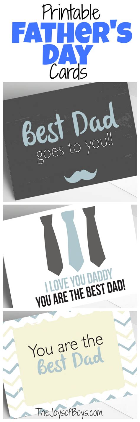 Father's day is the perfect time to let your dad know how much he means to you. Printable Father's Day Cards - The Joys of Boys