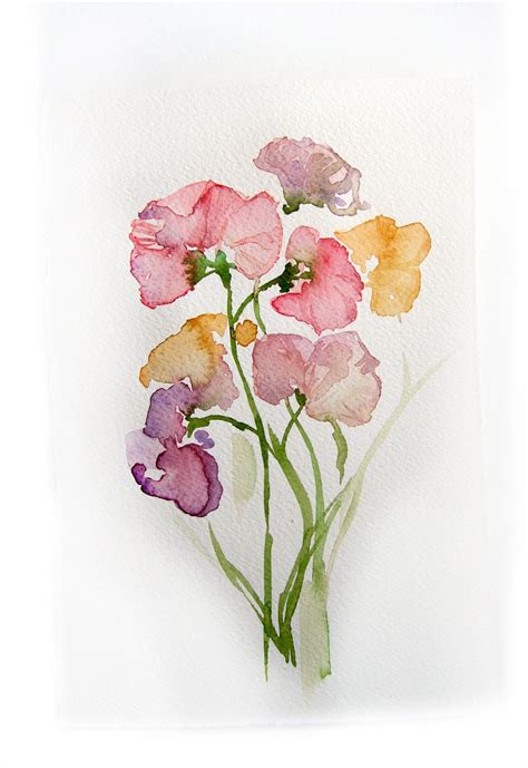 Spring Flowers Watercolor Original Flowers Painting Art Etsy