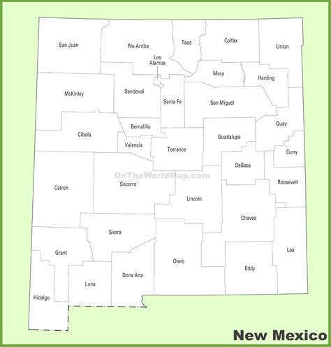 New Mexico County Map Map Of The World