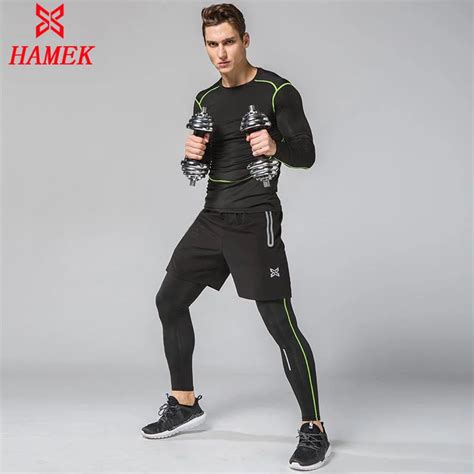 3pcs compression quick dry tight tracksuit men training fitness long sleeve shirt pants male o