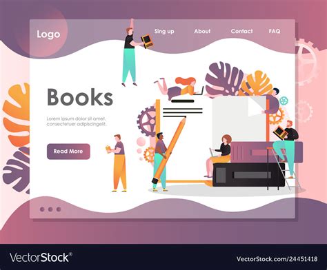 Books Website Landing Page Design Template Vector Image