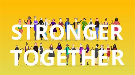 We Are Stronger Together Slogan With Diverse Women Stock Vector