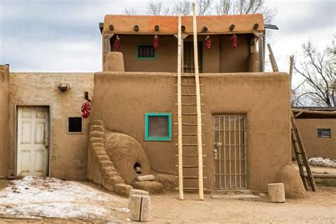 Mexico Houses Taos Pueblo Indian Blankets 1000 Years Ancient