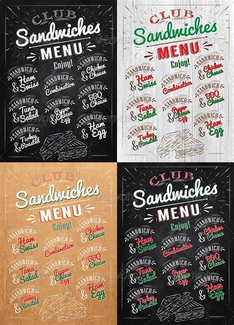 sandwiches menu  annaf graphicriver