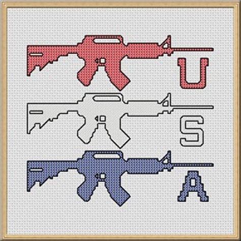 This is a computer~generated cross stitch pattern only. Pin on Gun Cross Stitch