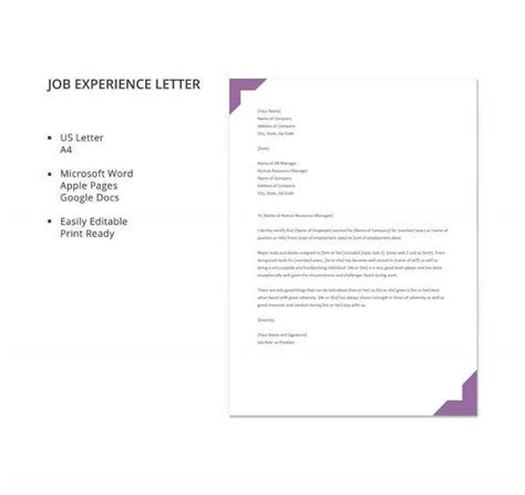 12 Experience Letter Templates Pdf Doc Free