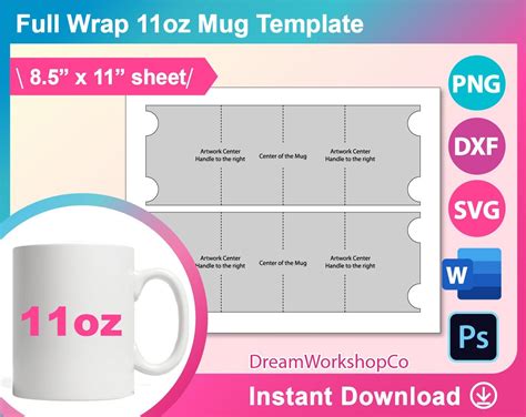 11oz Mug Template 11oz Mug Full Wrap Template Sublimation Template