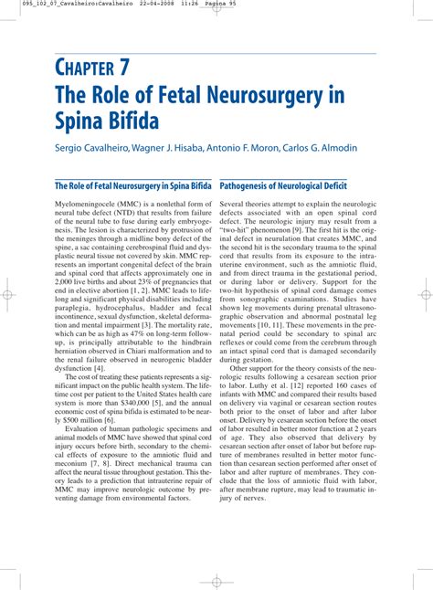 Pdf The Role Of Fetal Neurosurgery In Spina Bifida