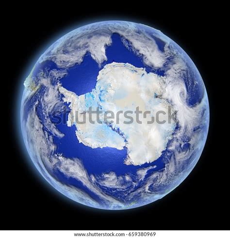 Antarctica Earths Orbit Space Evening Light Stock Illustration 659380969