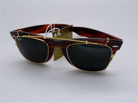 vintage bandl ray ban w0772 wayfarer clip on nos 50mm original circa 1990 s men sunglasses