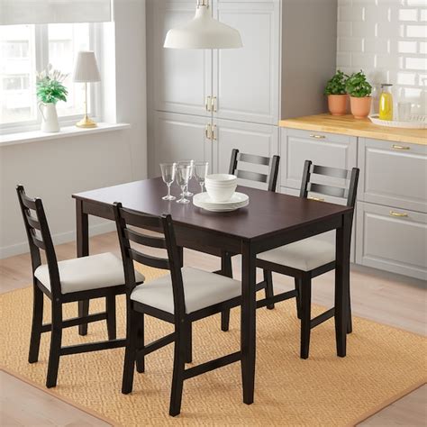 LERHAMN Table and 4 chairs, blackbrown, Vittaryd beige  IKEA