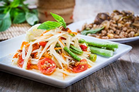 Green Papaya Salad With Dried Shrimp Som Tum Asian Inspirations