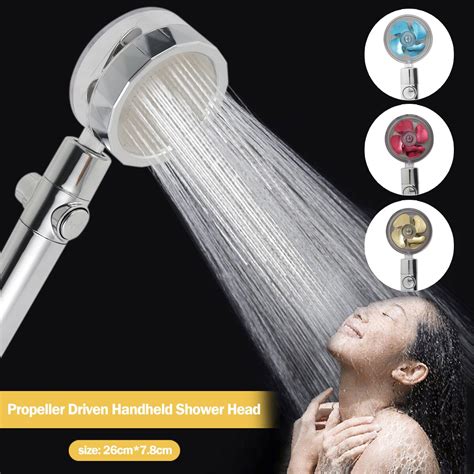 2021 shower head water saving flow 360 degrees rotating with small fan abs rain high pressure