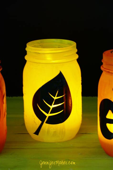 Easy Mason Jar Luminaries For Autumn And Halloween Jennifer Maker Mason Jar Luminaries
