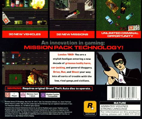Grand Theft Auto Mission Pack 1 London 1969 1999 Dos Box Cover