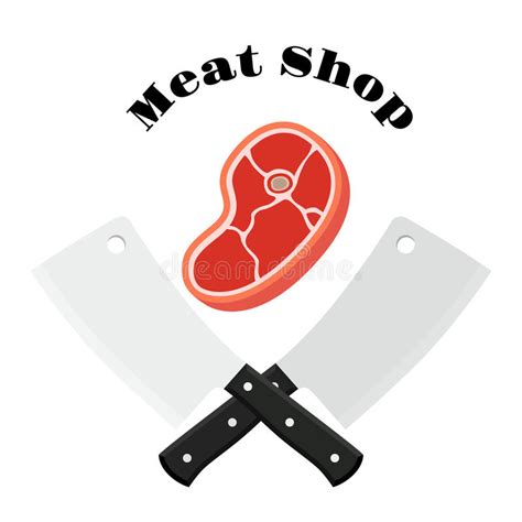 Custom poster design for chicken chop by logo design flare! Meat Shop Logo With Raw Meat And Cleavers, Sharp Knifes ...