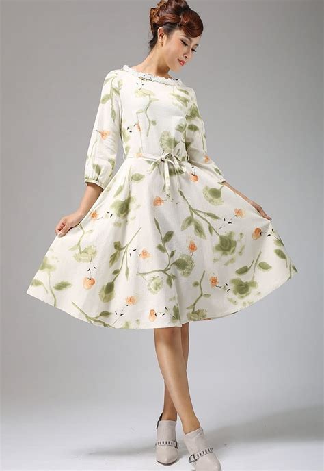 Garden Party Dress Floral Dress Print Dress Midi Dress Etsy