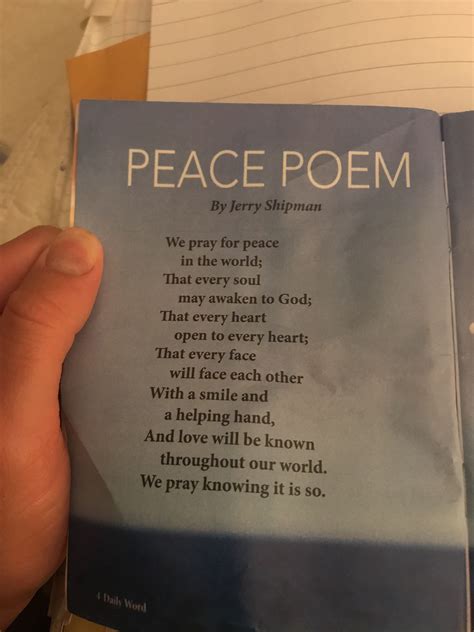 Peace Poem We Pray For Peace In The World That Every Soul May Awaken