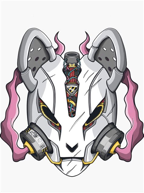 Mecha Kitsune Mask Sticker For Sale By Kouin Redbubble