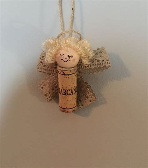 Upcycled Wine Cork Angel Ornament Angel Ornament Wine Cork Ornament