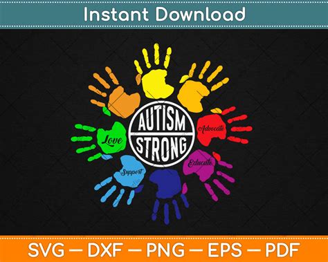 Autism Strong Hands Autism Awareness Day Svg Png Digital Cut File