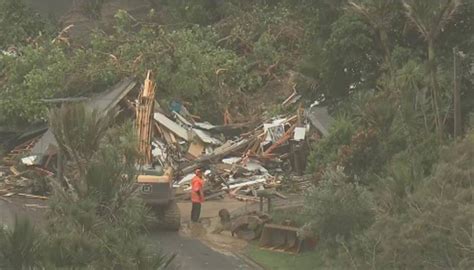 Watch Footage Shows Extent Of Muriwai Slips Damage From Cyclone