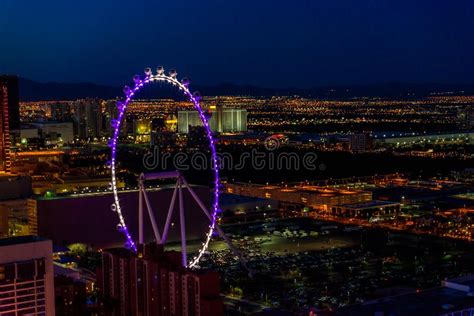 Aerial View Of Las Vegas Strip In Nevada At Night Usa Editorial Stock