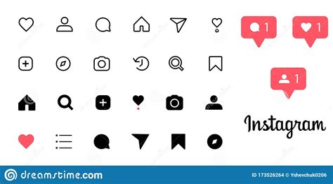 Collection Of Social Media Icons Inspired By Instagram Likes Comments