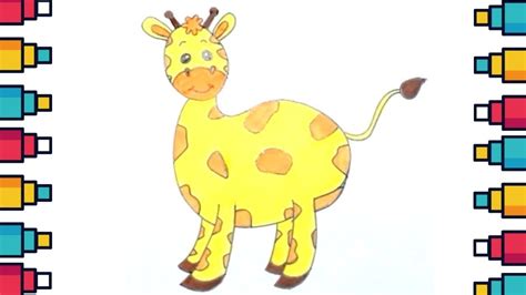 How To Draw Cute Giraffe Step By Step Easy Animal Cute Kids Giraffe