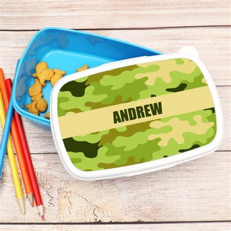 Personalized Blue Camouflage Lunch Box Custom Lunch Boxes