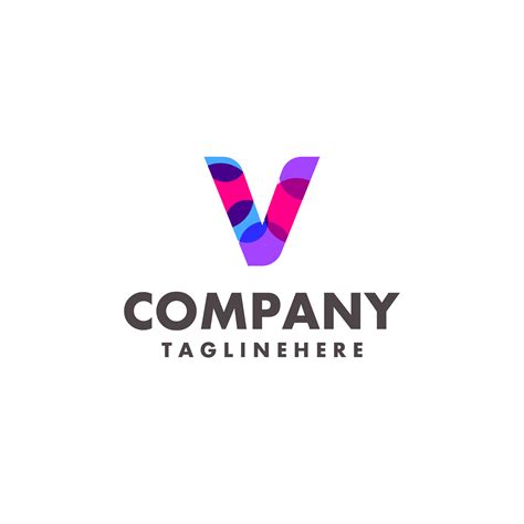Abstract Colorful Letter V Logo Design For Business Company With Modern