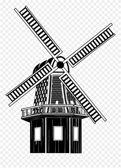 Download Vector Windmill Black And White Gambar Kincir Angin Hitam Putih Clipart