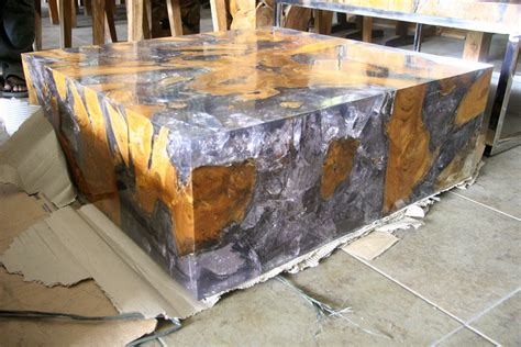 New popular design epoxy resin table for home general use or specific use furniture. teak root, clear resin, solid coffee table. crystal block ...