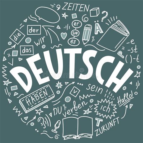 Deutsch Translation `german` German Language Hand Drawn Doodles And
