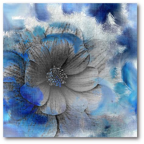 16 In X 16 In Blue Flower Canvas Wall Art Web Sb177 The Home Depot