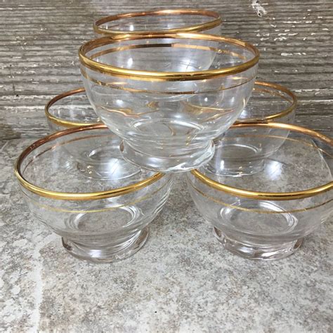 6 clear glass dessert bowls with gold trim in 2020 glass dessert