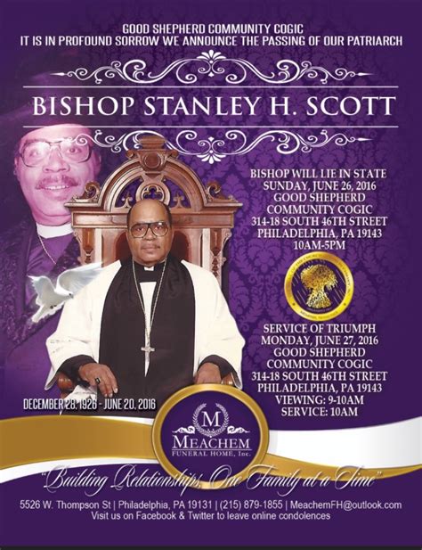 Notice Of Episcopal Transition Bishop Stanley Harry Scott Cogic