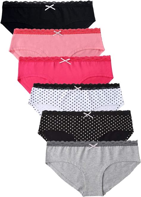 M GOO Kim Womens Cotton Underwear Lace Hipster Panties Briefs Assorted Colors Amazon Co Uk