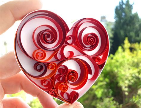 Red Heart Love Quilling Paper Art By Quillona Paper Quilling