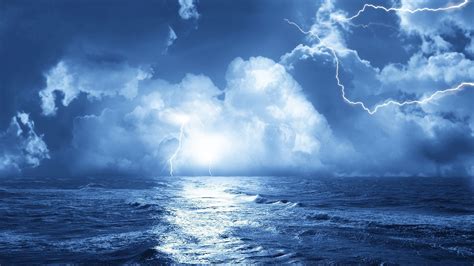 Wallpaper : lightning, sea, storm, clouds, waves, elements, category ...