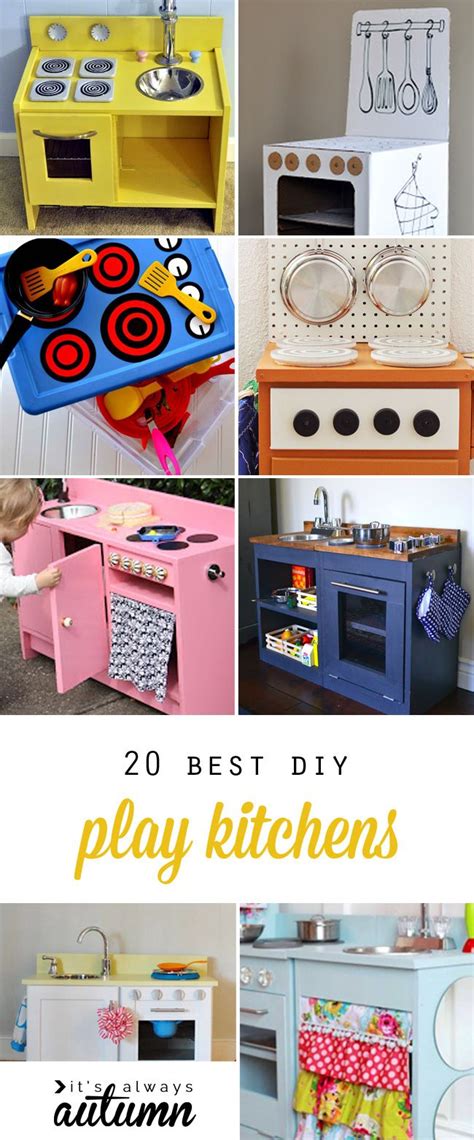 Use the ubiquitous cube shelves (find them at most home goods stores) as the base for this quick kids' kitchen. 20 coolest DIY play kitchen tutorials | Cardboard kitchen ...