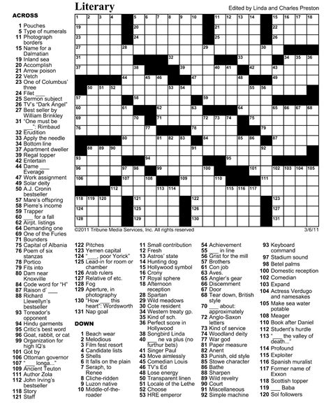 Printable Thomas Joseph Crossword Puzzle For Today Answers
