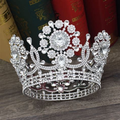 Luxury Crystal Wedding Bridal Queen King Tiara Crown Bride Headpiece