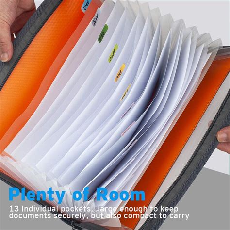 13 Pocket Expanding File Folder With Sticky Labels Accordion File