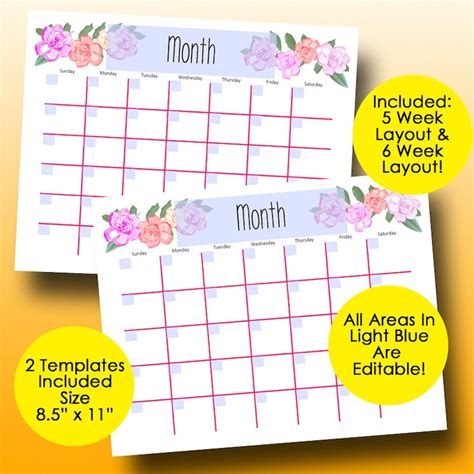 Editable Printable Calendar Calendar Printables Free Templates