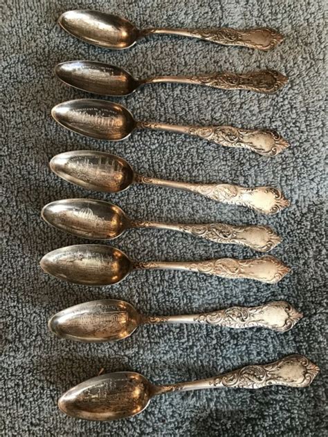 Antique Spoons 1893 Chicago Worlds Fair Lot Of 8 Nice Find