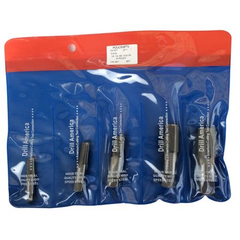 5 Piece Carbon Steel Npt Pipe Tap Set 18 14 38 12 And 34
