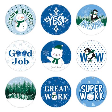 Winter Theme Teacher Motivational Reward Stickers For Students 1080