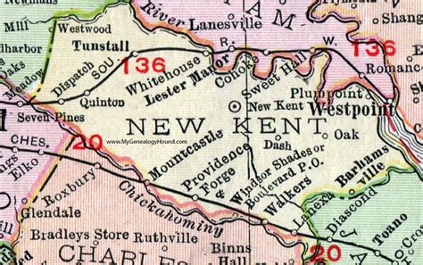 New Kent County Virginia Map 1911 Rand Mcnally Providence Forge